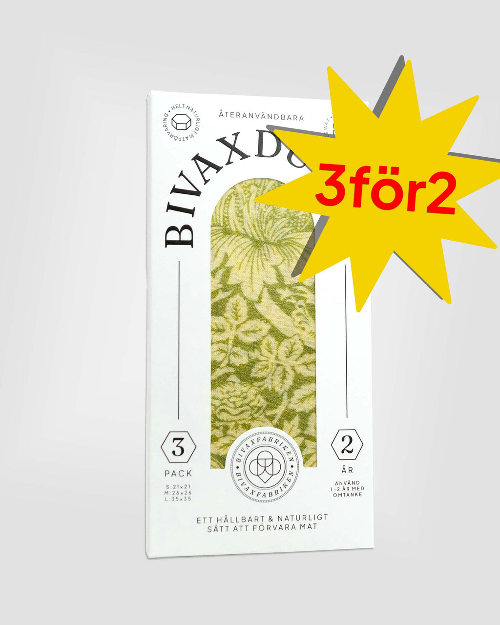 3-pack Bivaxdukar – Gröna Blad